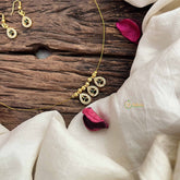 Vriksham Elegant 3 Pear Pendant Invisible Chain-White Green-G20615